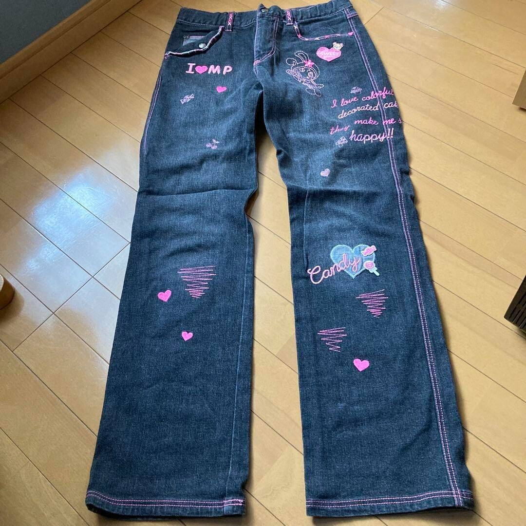 Mezzo Piano m424 Kids Denim Pants Retro Embroidered Cute Used