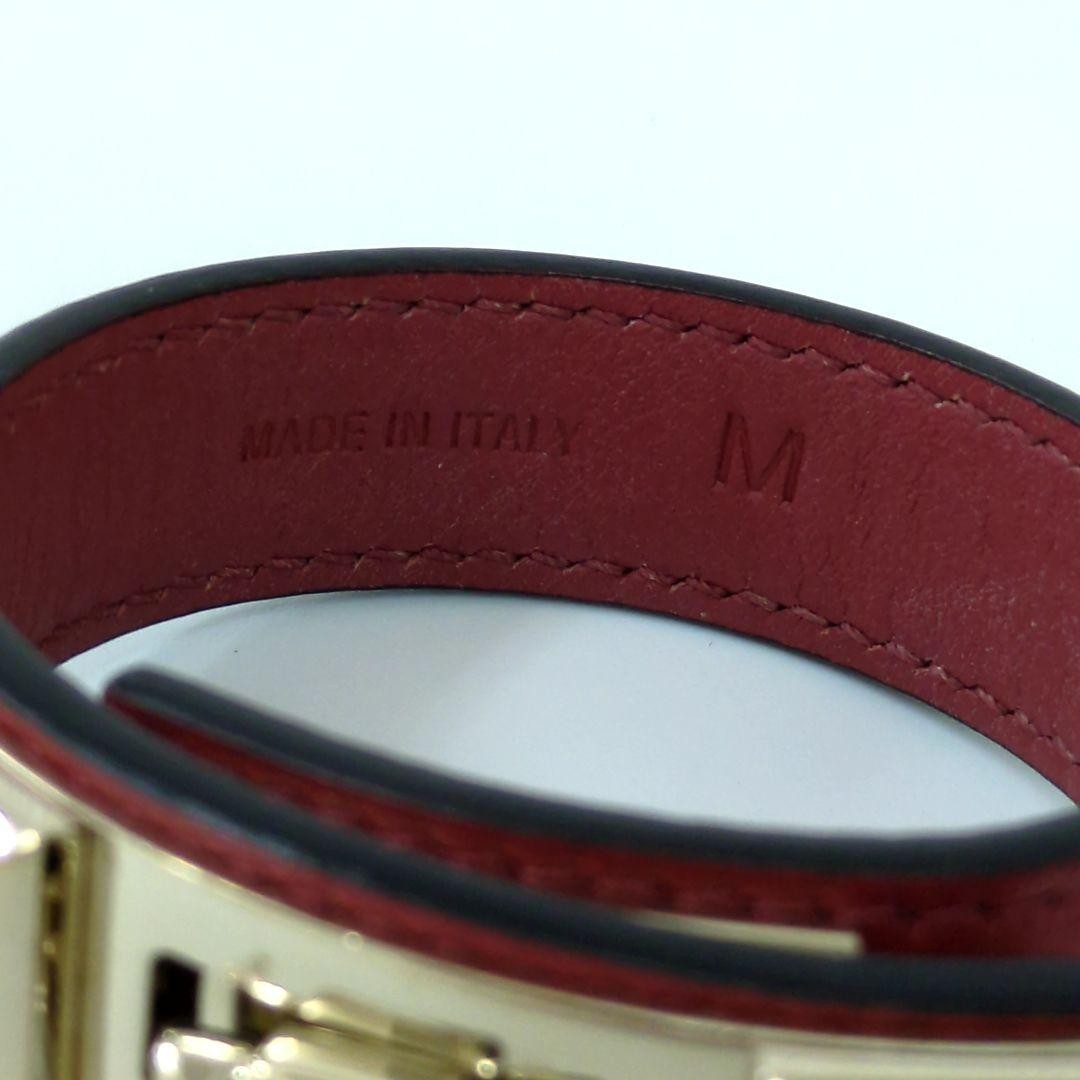 Valentino Garavani Red Leather Gold Studded Bracelet Size M 21.7cm 8.5" Used