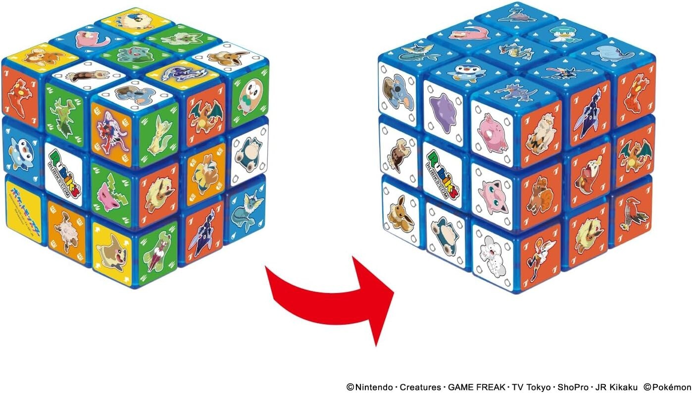 Pokémon Rubik's Cube ver.BLUE 3D Puzzle 6 sides complete with 1 strategy book