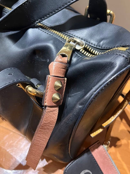 Chloe Sam Mini Boston Leather Shoulder Bag Black 2way Strap Included W/Coin case