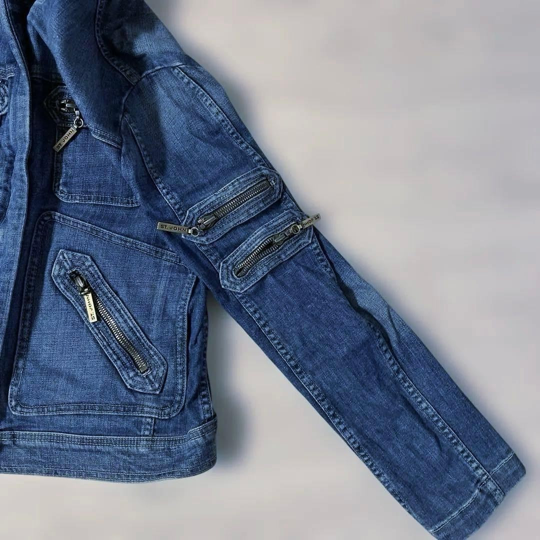 John Varvatos Denim Zip-Up Jacket Blue 4 Pockets Vintage