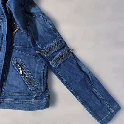 John Varvatos Denim Zip-Up Jacket Blue 4 Pockets Vintage