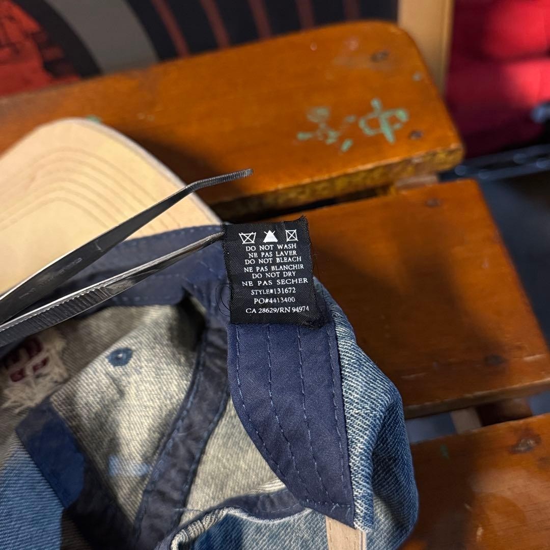 00s Street STUSSY Denim Cap with Visor, Embroidered Logo, Indigo
