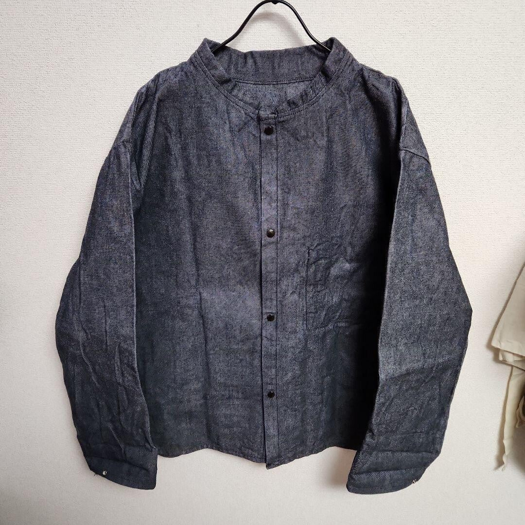 Vintage Denim Jacket Stand Collar Blue Outerwear Size Unknown