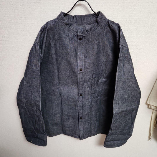 Vintage Denim Jacket Stand Collar Blue Outerwear Size Unknown