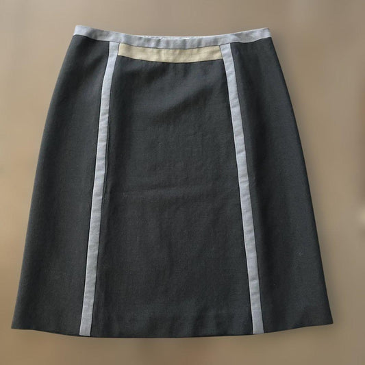 PRADA Skirt Size 46 Black Gray Design Wool Blend Excellent Condition