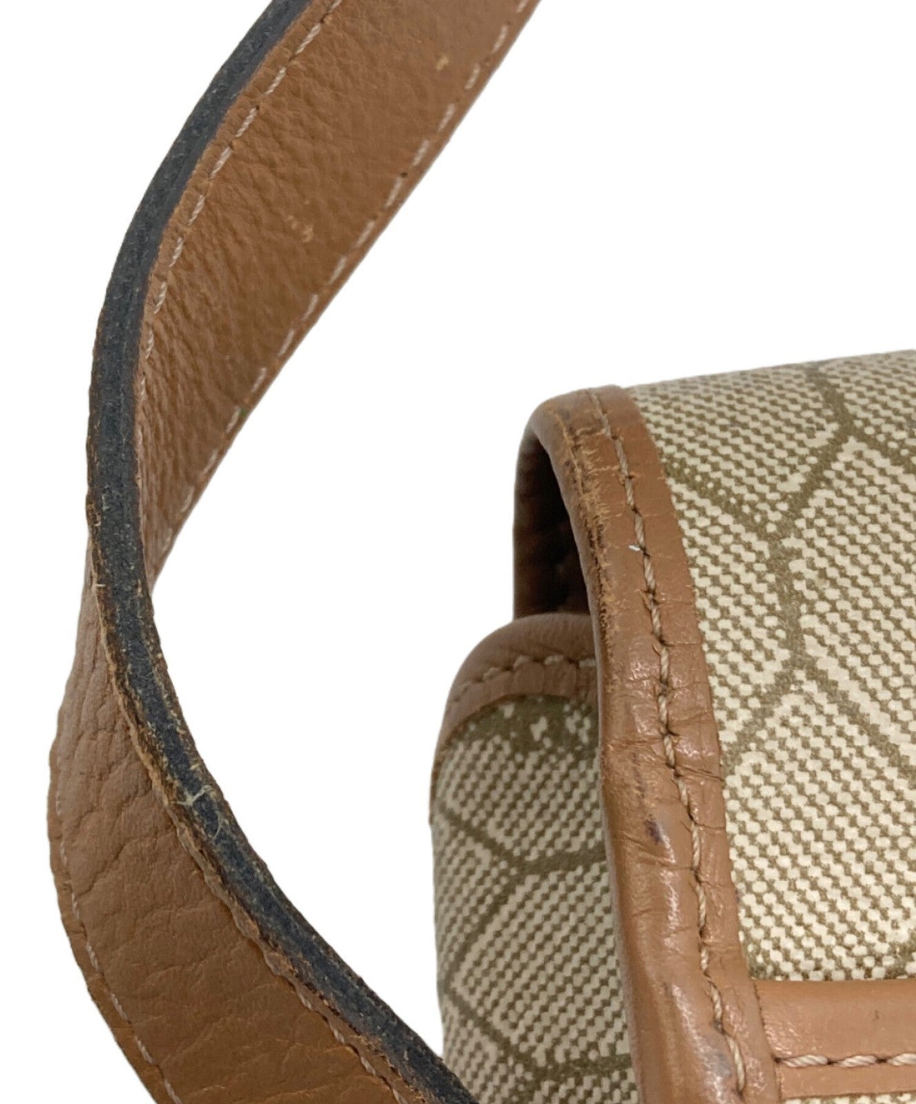 Dior Honeycomb Shoulder Crossbody Bag Beige Canvas Leather Vintage Auth 1121