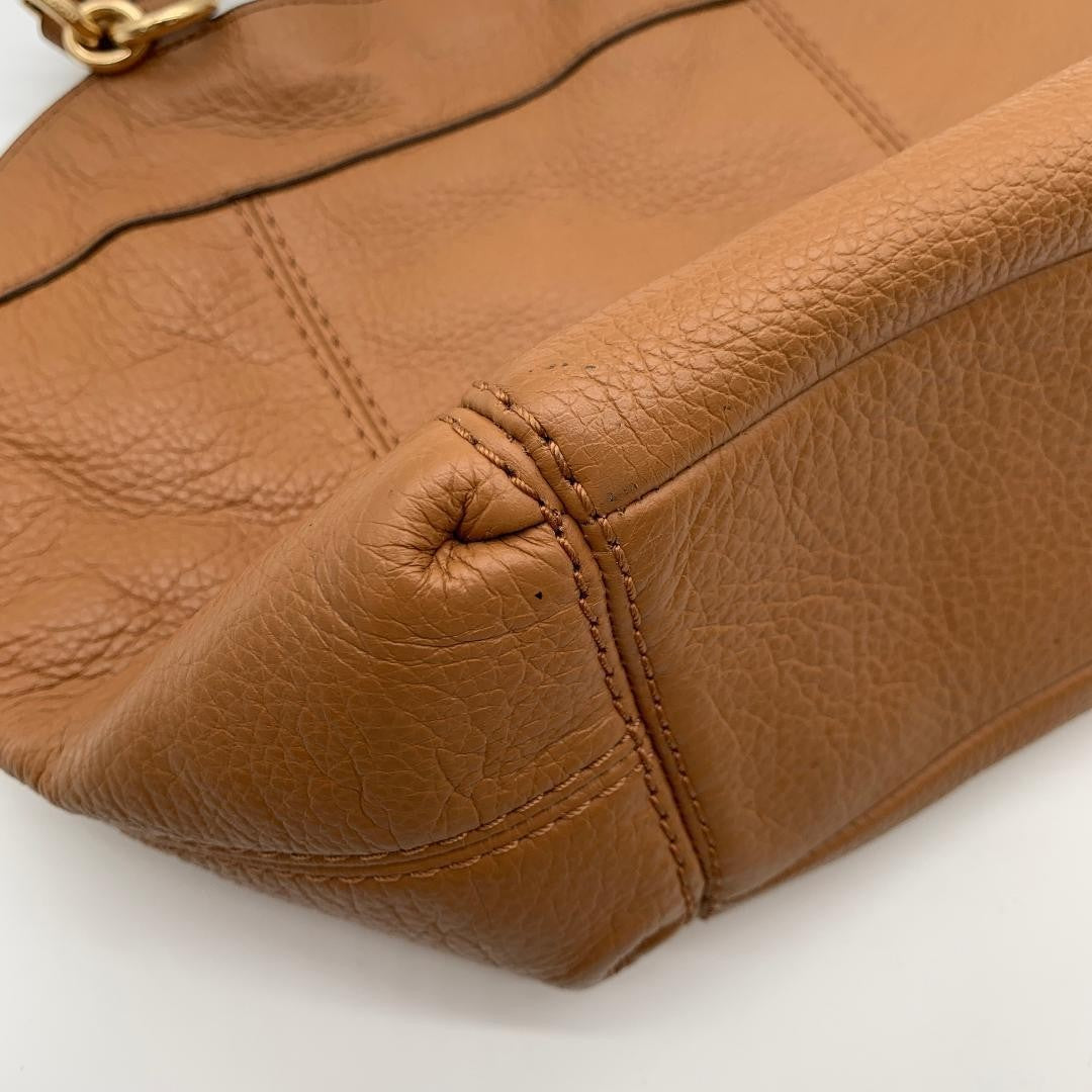 COACH Brown Leather Tote Bag 2Way Shoulder Large Authentic Women's Handbag