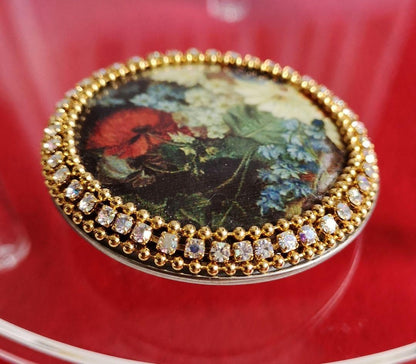 Antique brooch, rare, Vienna workshop, hallmarked, Swarovski, painting