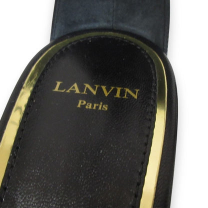 LANVIN Faux pearl embellished ankle strap sandals 40.5 Black Women USED
