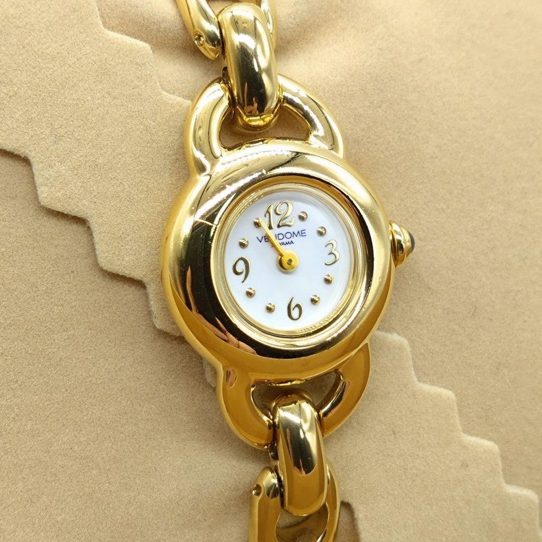 Vendome Aoyama Gold Ladies Quartz Watch Bracelenl, Used From Japan