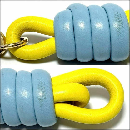 Used Loewe Womens Knot Bag Charm Key Ring Key Holder Yellow Leather