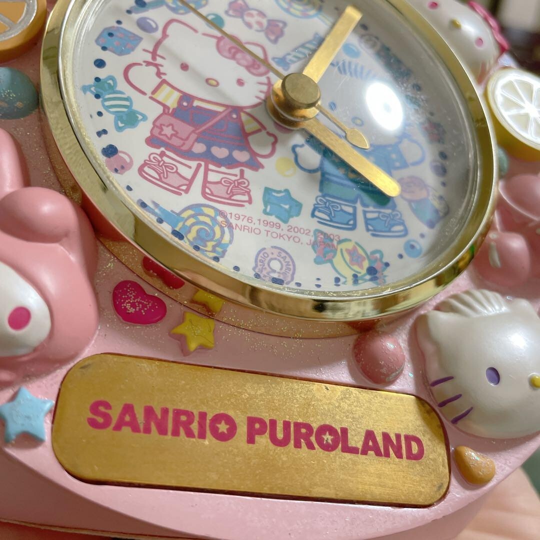 SANRIO Hello Kitty Fresh Punch Relief Harmonyland Table Clock Vintage Japan