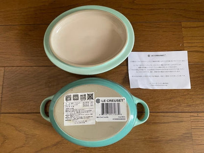 Le Creuset Mini Oval Cocotte Cool Mint Stoneware Used Collectible
