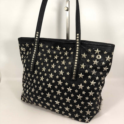 Jimmy Choo Scarlet Star Studded Leather Tote Bag Black Italy Auth Rare