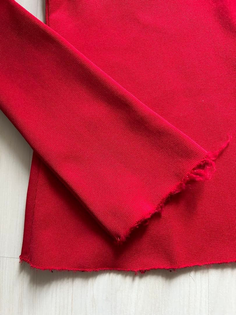 Charles Anastase Red High Neck Long Sleeve Top M - Fringe Design