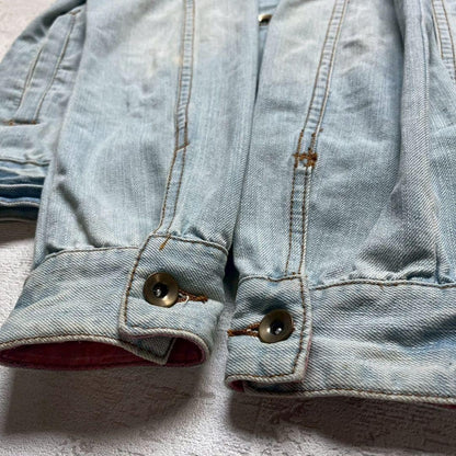 【Jungle Storm】Hooded Denim Jacket, Sky Blue, Size M, 100% Cotton