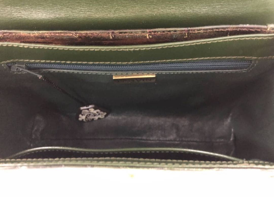 Lanvin Exotic Leather Green Shoulder Bag with Gold Hardware Excellent Condition