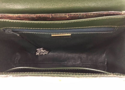 Lanvin Exotic Leather Green Shoulder Bag with Gold Hardware Excellent Condition