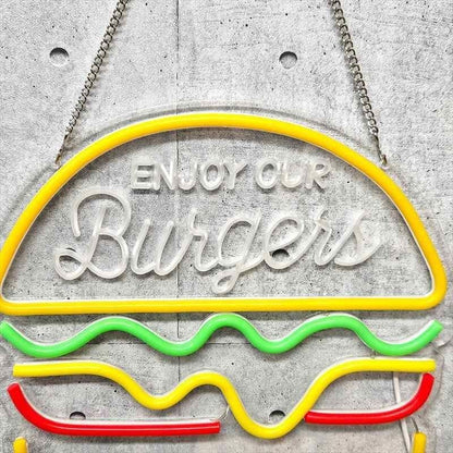 Hamburger LED Neon Light USB Hamburger Light with Dimming Function Neon Sign