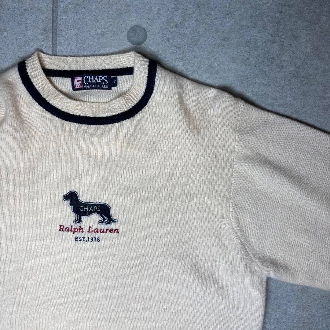 CHAPS Ralph Lauren wool knit with dog and animal embroidery from the 1990s