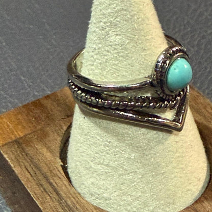 Turquoise ring for men, silver-tone, 10.5 street style.