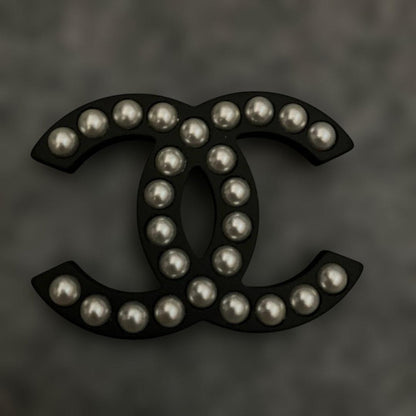 Chanel Brooch Pearl Black Celebrity Pendant 4.5x6.5cm Non-Resale