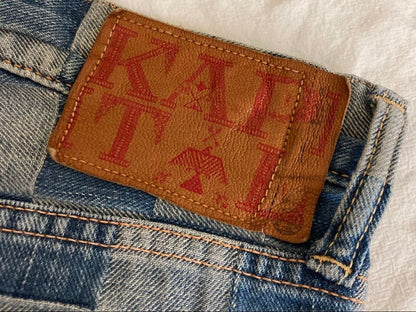 KAPITAL Ichimatsu Patchwork Denim Pants 28 Used Blue Jeans JAPAN