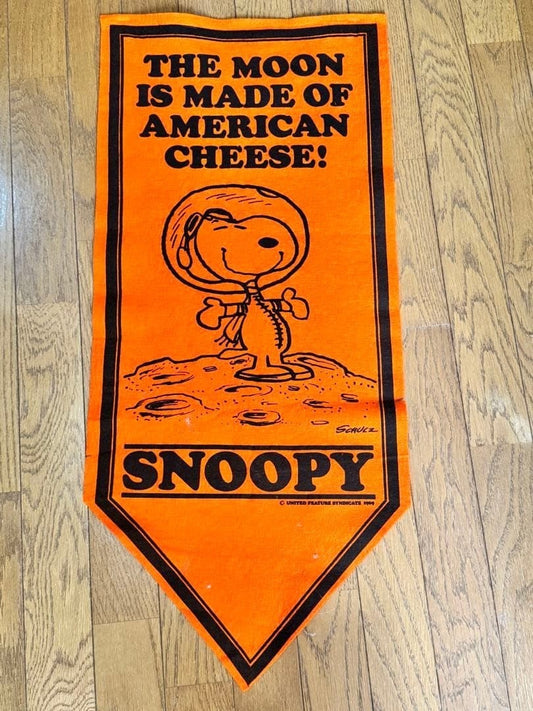 Rare 1970s Snoopy Astronaut Felt Banner Pennant Peanuts Vintage