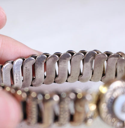 Vintage 1930s Sweetheart Jewelry Bracelet WW2 Era Elastic Snake Fit Used