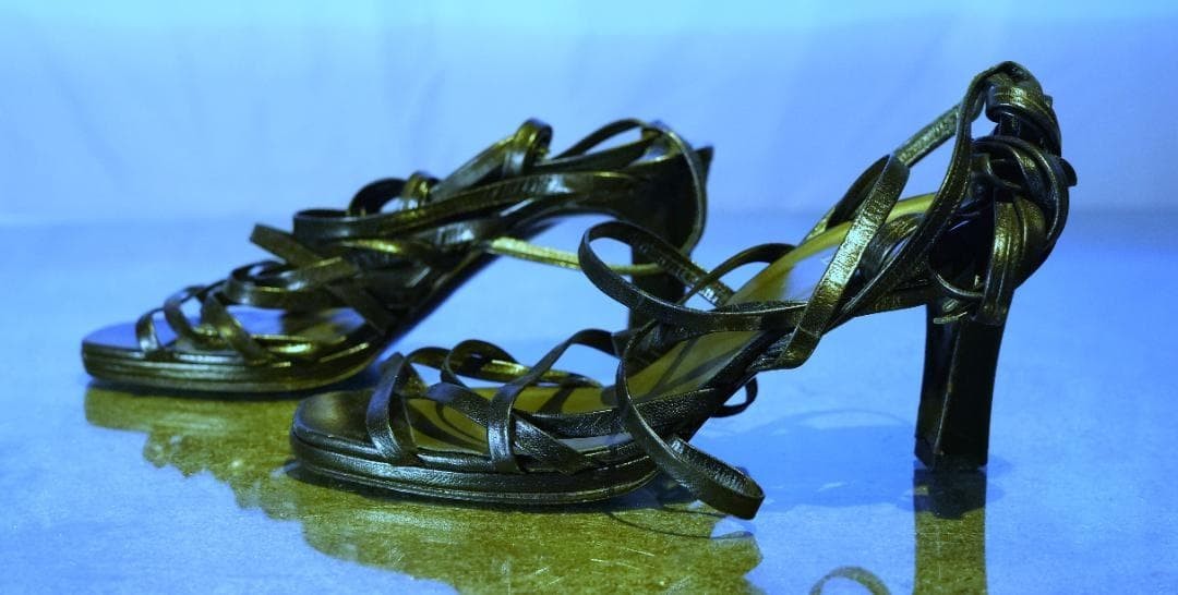 Rare Christian Dior Black Leather Lace-Up Sandals Size 23 Women's US 6