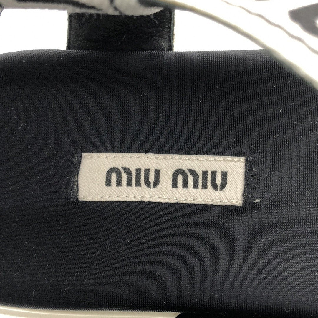 Miu Crystal Bijou Logo Strap Sport Sandals Black 35 1 2 Used MESC-0