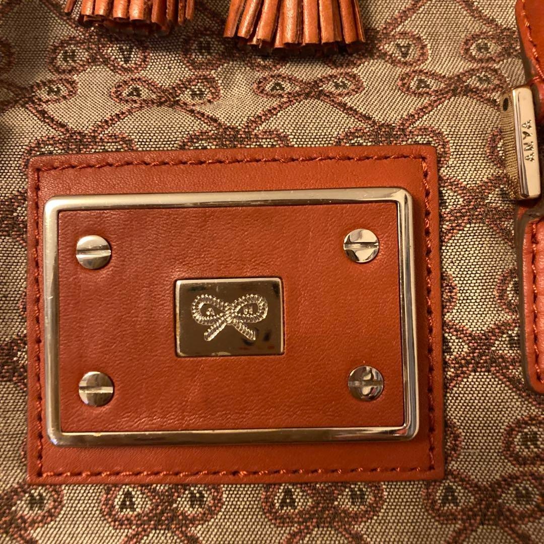Anya Hindmarch Handbag Dome Total Pattern Canvas Leather Orange