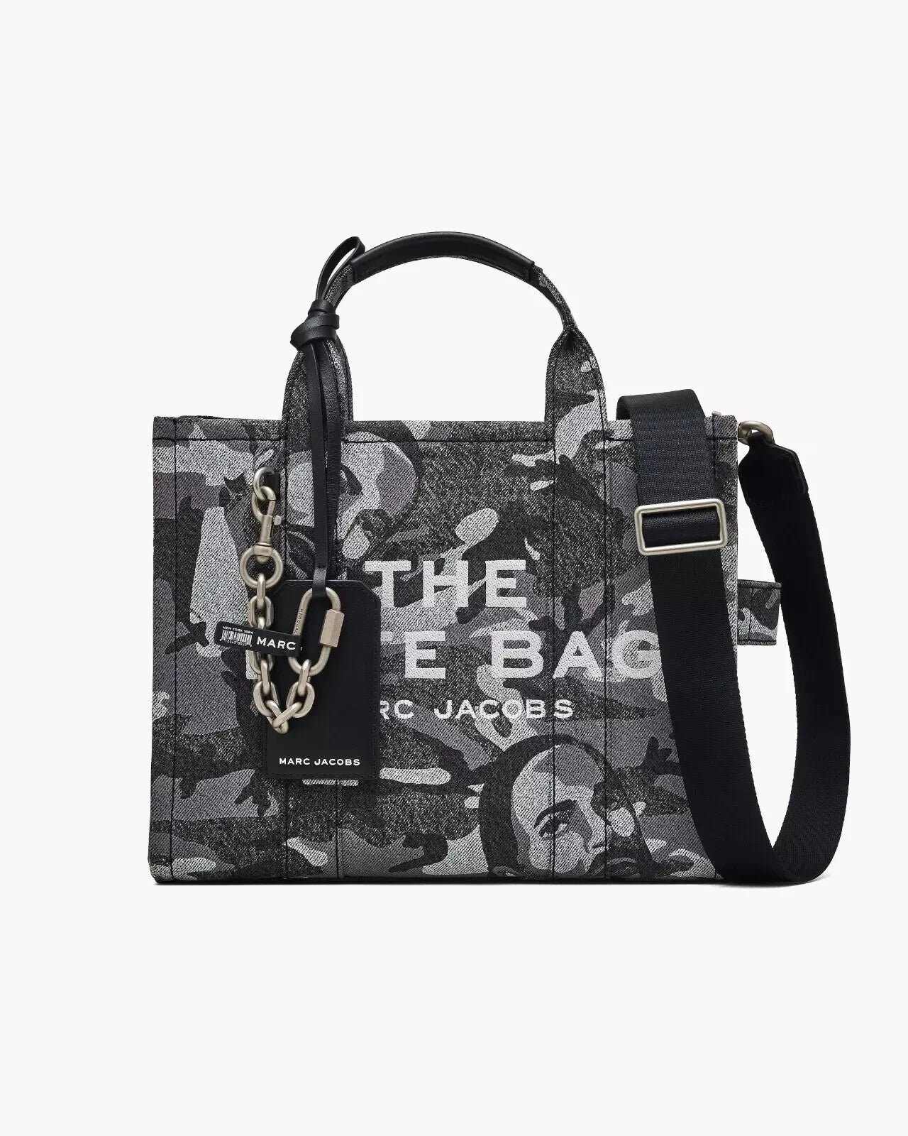 MARC JACOBS The Marc Camo Denim 2way Tote Bag Medium Signature Product Logo New