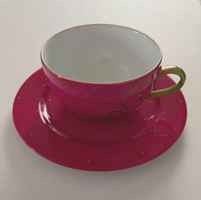 Soizick Tea Cup Saucer Pink French Porcelain Collectible Tea Set Rare