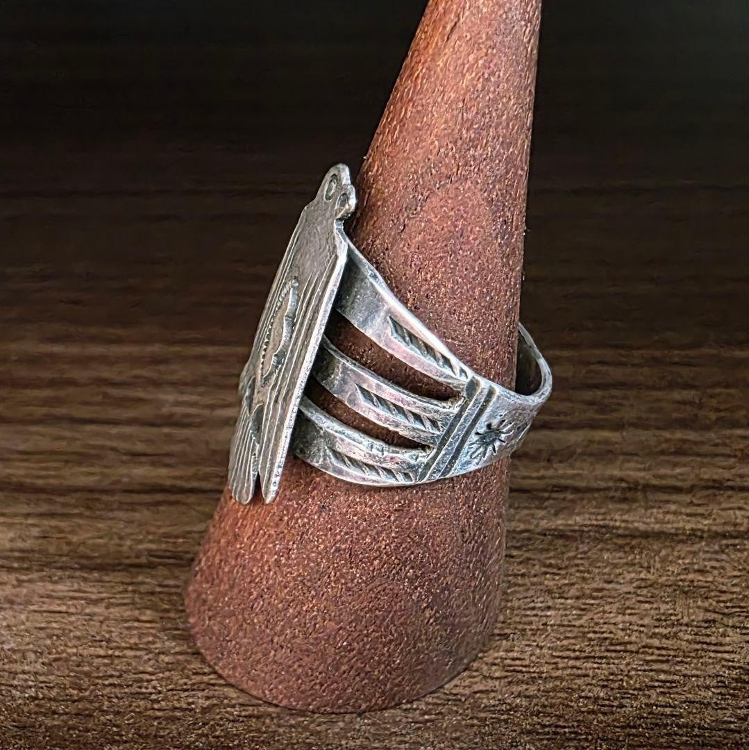 Vintage Indian jewelry, Thunderbird ring, 1930s, Navajo.