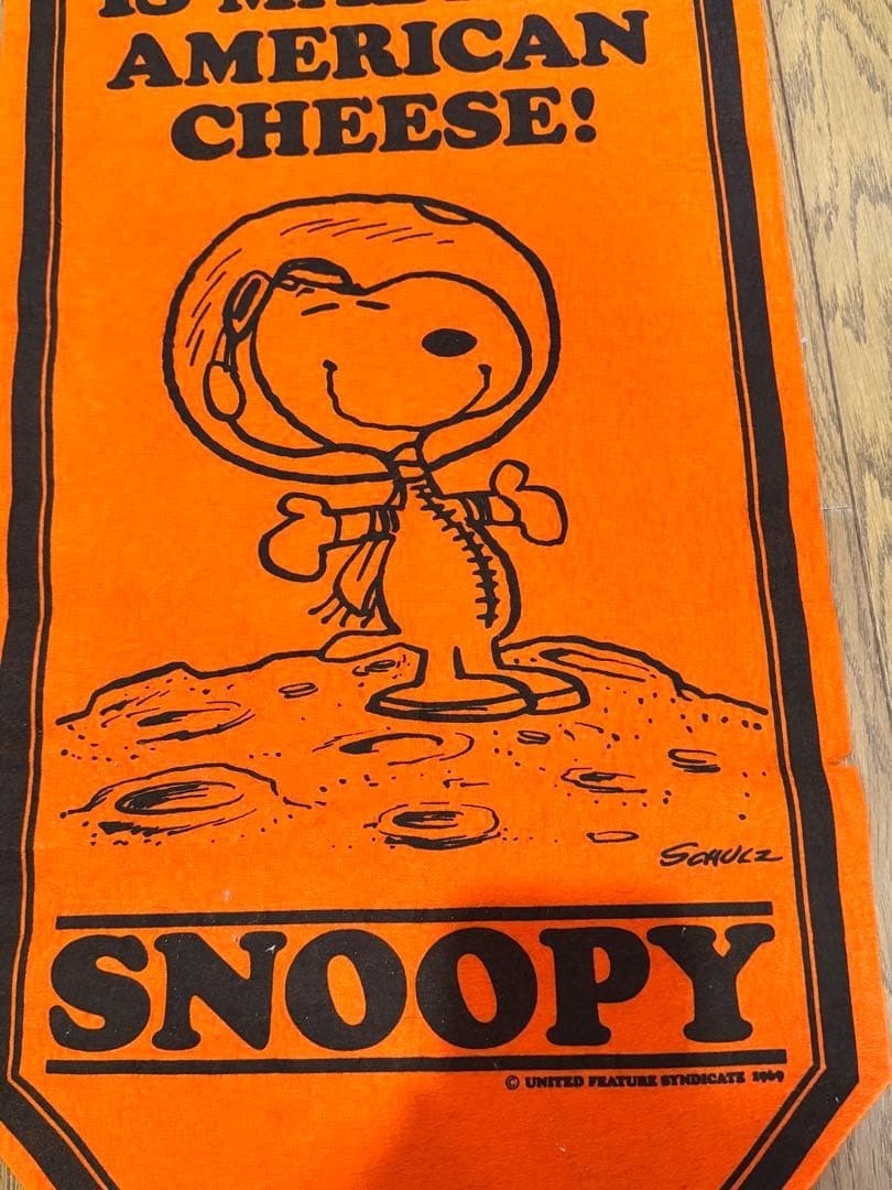 Rare 1970s Snoopy Astronaut Felt Banner Pennant Peanuts Vintage