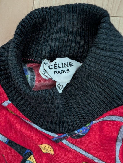 Auth CELINE Phoebe Philo Era Golf Pattern Knit Women's Size 40 Rare vintage