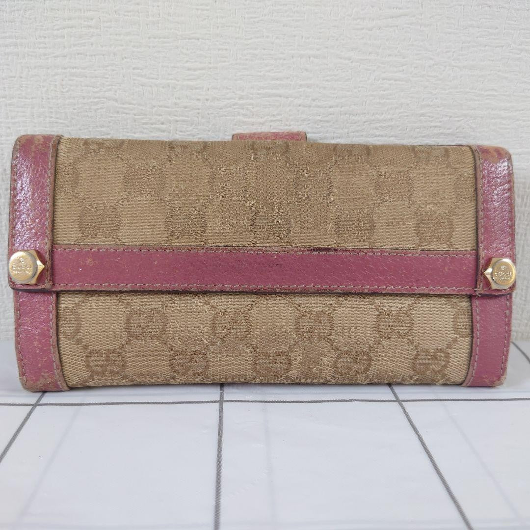 Gucci Gg Canvas Bifold Wallet Leather Beige/Pink