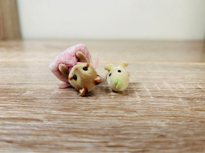 Vintage Rare Sylvanian Families Raccoon and Fairy Set Flower Swing stump