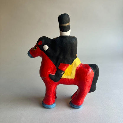 Toyama Clay Doll Watanabe Nobuhide Military Man Horse 15cm Arts and Crafts