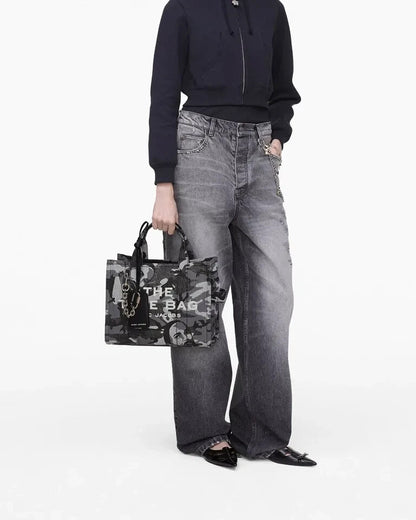 MARC JACOBS The Marc Camo Denim 2way Tote Bag Medium Signature Product Logo New