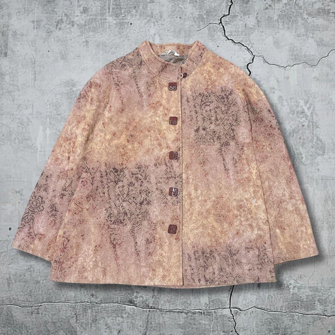 90s Gobelin-style jacket with stand-up collar Showa retro vintage