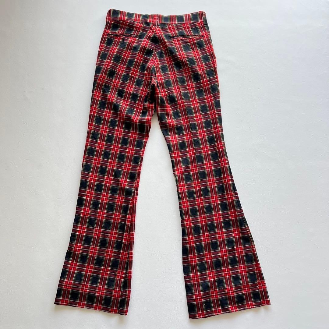 FARAH USA 60s-70s Red Tartan Flared Slacks Vintage Men's Pants L