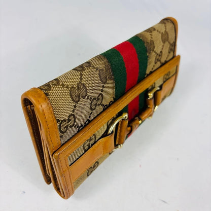 Gucci Long Wallet GG Hose bits Sherry Line Canvas Brown Authentic