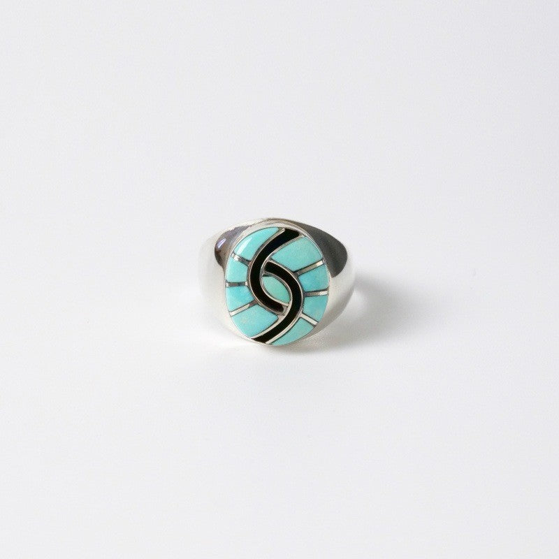 Amy Wesley Zuni Ring: Sleeping Beauty Turquoise Inlay. US size 7.5.