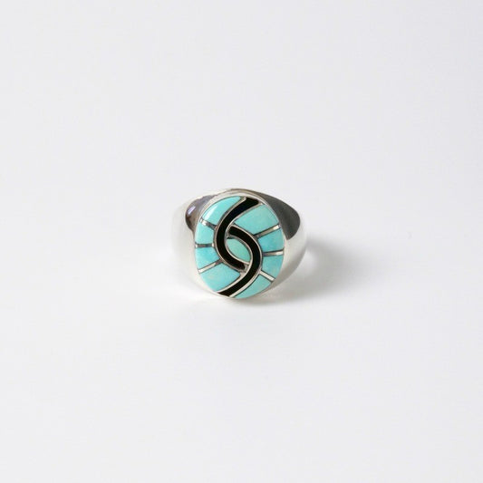 Amy Wesley Zuni Ring: Sleeping Beauty Turquoise Inlay. US size 7.5.