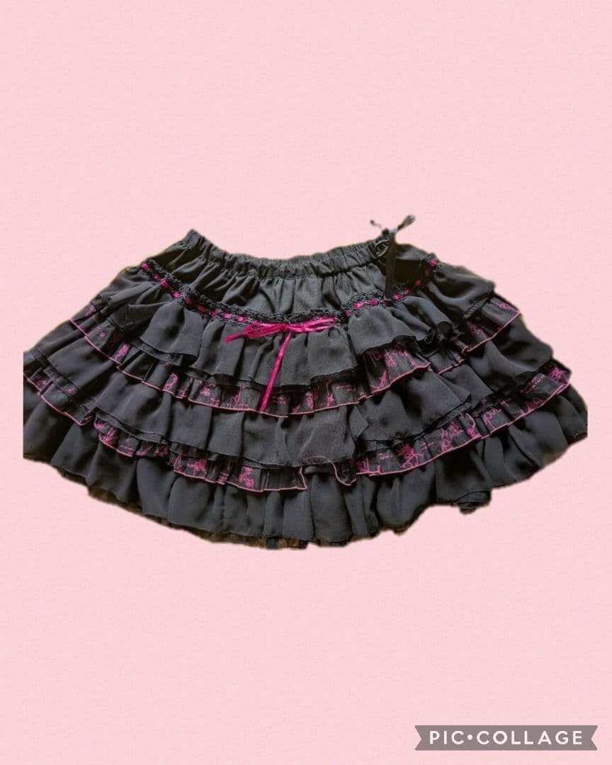 H.Jelly Black Frill Mini Skirt Naoto h.