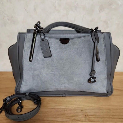 COACH Dreamer 32316 2Way Handbag Shoulder Bag Gray Suede Leather
