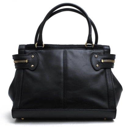 Max Mara Margaux Tote Bag HandBag Black Calf Leather Gold Hardware Used